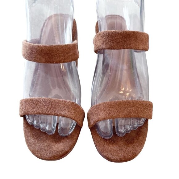 Soludos Sandal Womens 5‎ Ines Suede Double Strap Block Heel Walnut Beige - Picture 2 of 8